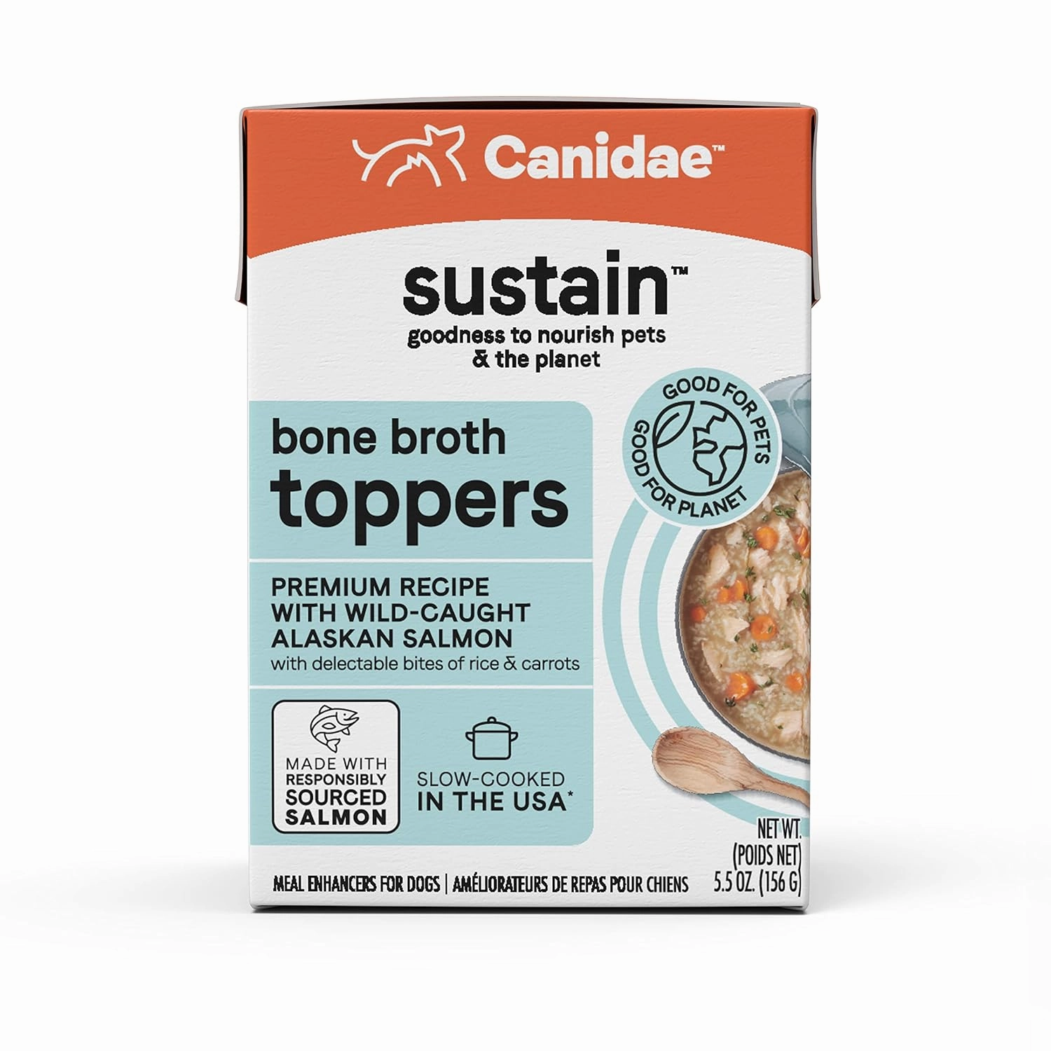 CANIDAE Sustain Bone Broth Toppers Premium Recipe with Wild-Caught Salmon Dog Topper (12) 5.5 oz.