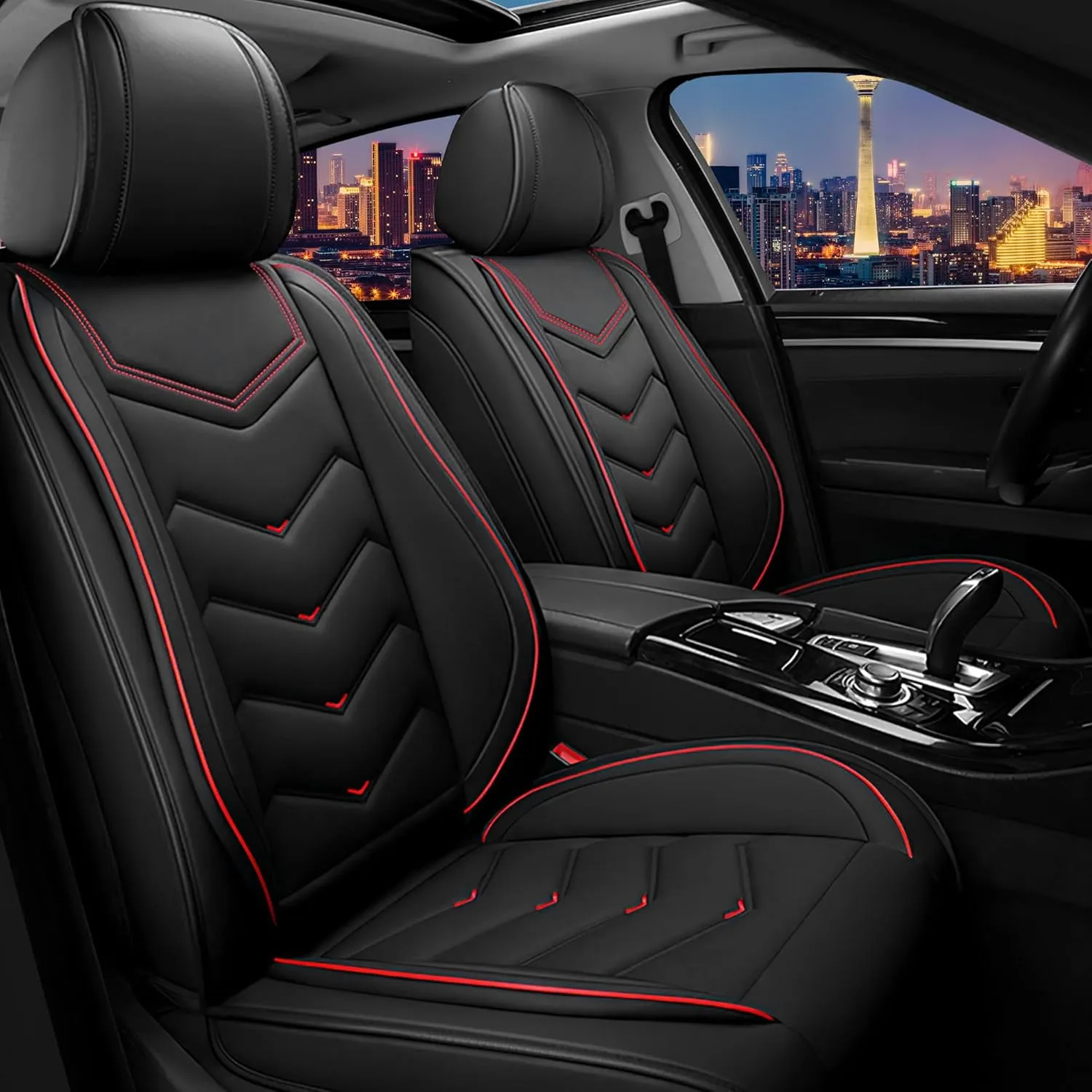 Car Seat Covers for Chevy Suburban 2000-2025, Stylish Sport Seat Cover, Premium Nappa Leather Car Seat Cover. Automobile Seat Covers Sets.(Standard 2 Seats/Black)