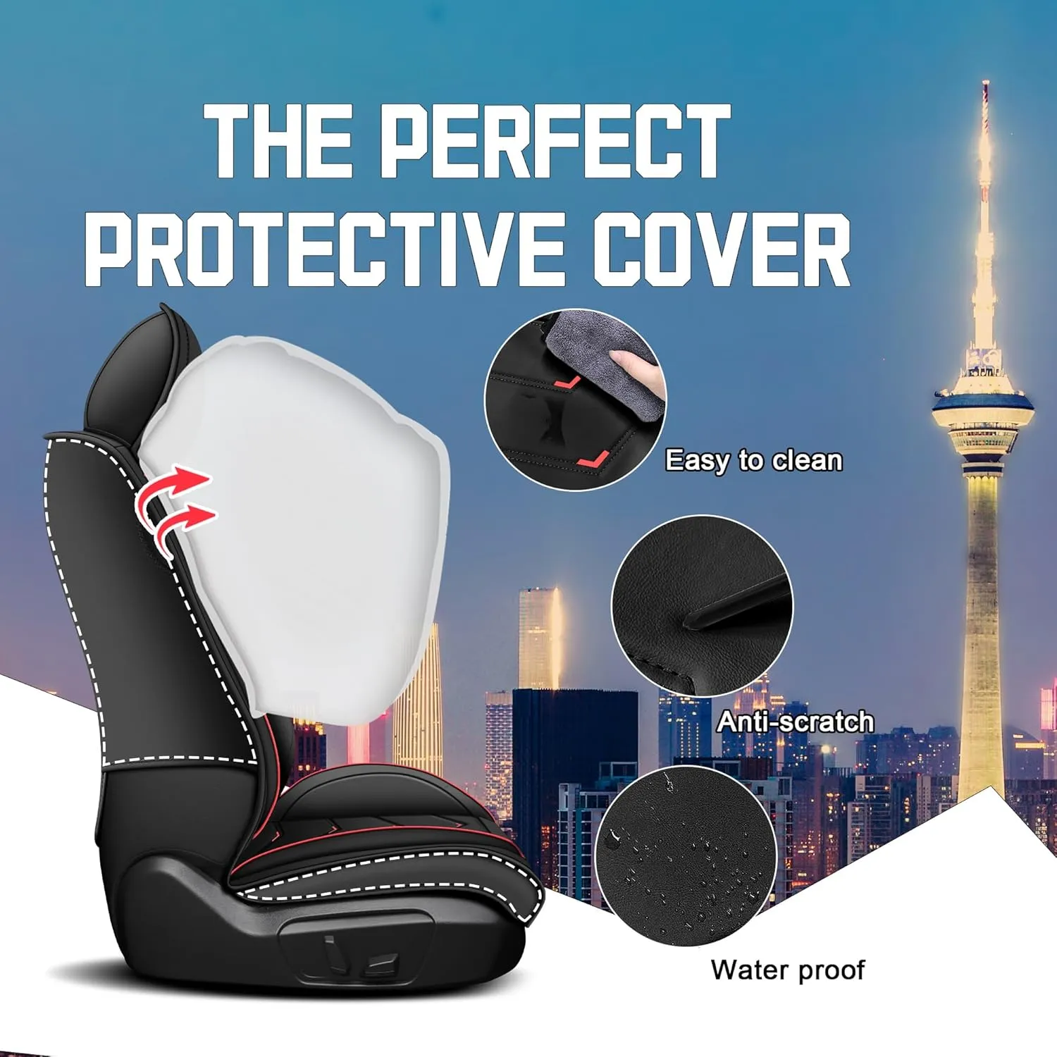 Car Seat Covers for Chevy Suburban 2000-2025, Stylish Sport Seat Cover, Premium Nappa Leather Car Seat Cover. Automobile Seat Covers Sets.(Standard 2 Seats/Black)