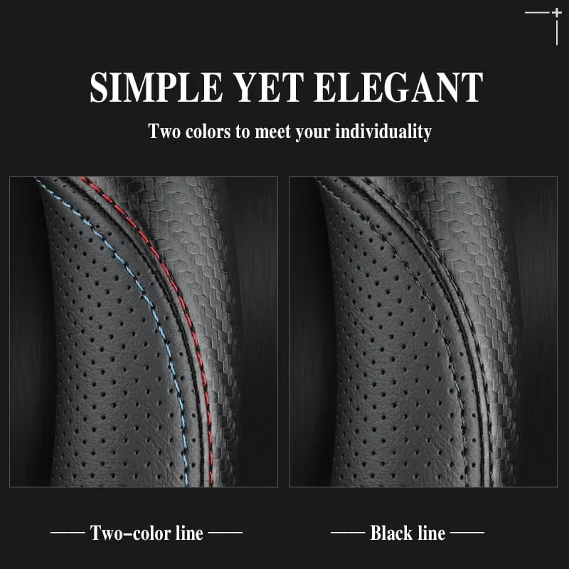 Car Steering Wheel Cover for Mazda Biante 2008-2025, Anti-Slip Steering Wheel Protector Breathable Leather Car Interior Accessories,B-O-Shape