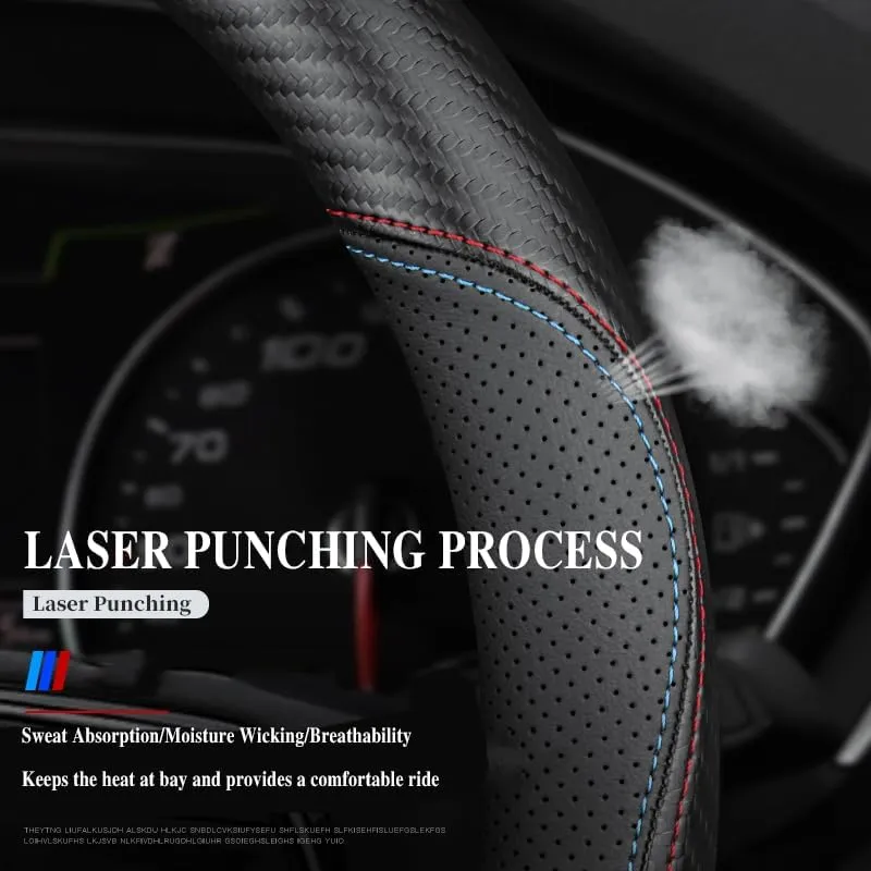 Car Steering Wheel Cover for Mazda Biante 2008-2025, Anti-Slip Steering Wheel Protector Breathable Leather Car Interior Accessories,B-O-Shape