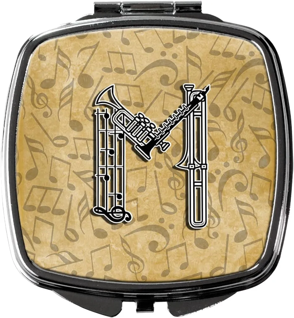 Caroline's Treasures CJ2004-MSCM Letter M Musical Instrument Alphabet Compact Mirror Decorative Travel Makeup Mirror for Women Girls Gifts Pocket Makeup Mirror Folding Handheld