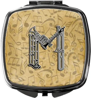 Caroline's Treasures CJ2004-MSCM Letter M Musical Instrument Alphabet Compact Mirror Decorative Travel Makeup Mirror for Women Girls Gifts Pocket Makeup Mirror Folding Handheld