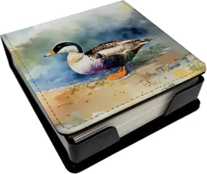 Caroline's Treasures Common Eider Duck PU Leather Note Paper Holder with Artist-Designed Cover, Desk Accessory, Office Gift