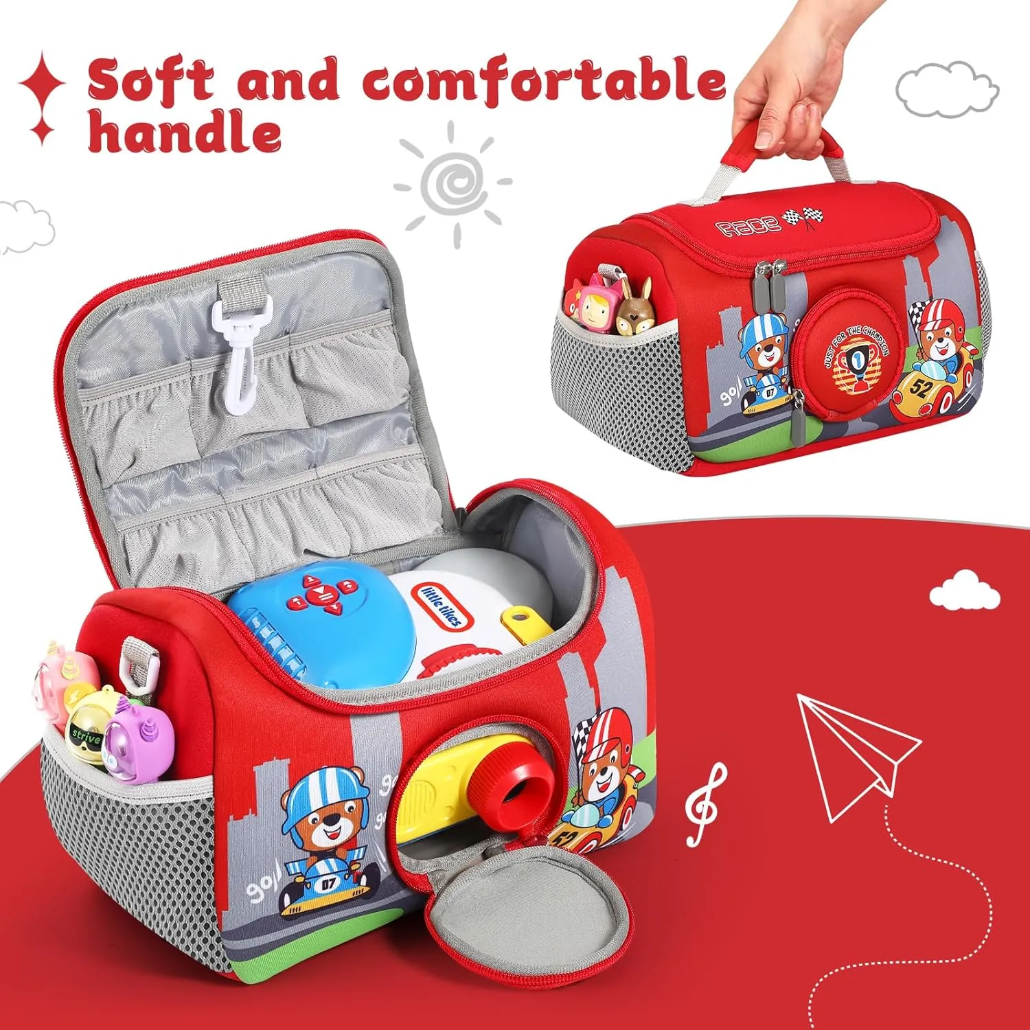 Carrying Case Compatible with Little Tikes Story Dream Machine Books Starter Set, Storage Carrier Bag for Storytime Audio Play Real for Littles Character Collection (Red)