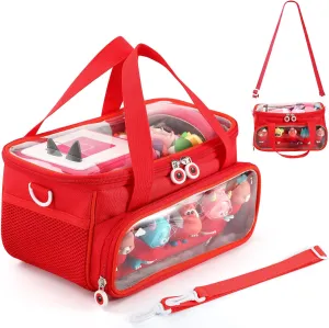 Carrying Case for Toniebox, Storage Carrier Bag for Tonie Characters with Shoulder Strap and Handle, Home Outdoor Hand Bag for Tonies Audio Player and Dolls (Red)