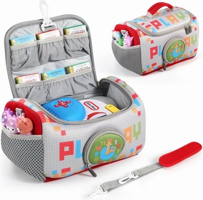 Carrying Case Compatible with Little Tikes Story Dream Machine Books Starter Set, Storage Carrier Bag for Storytime Audio Play Real for Littles Character Collection (Checkered)