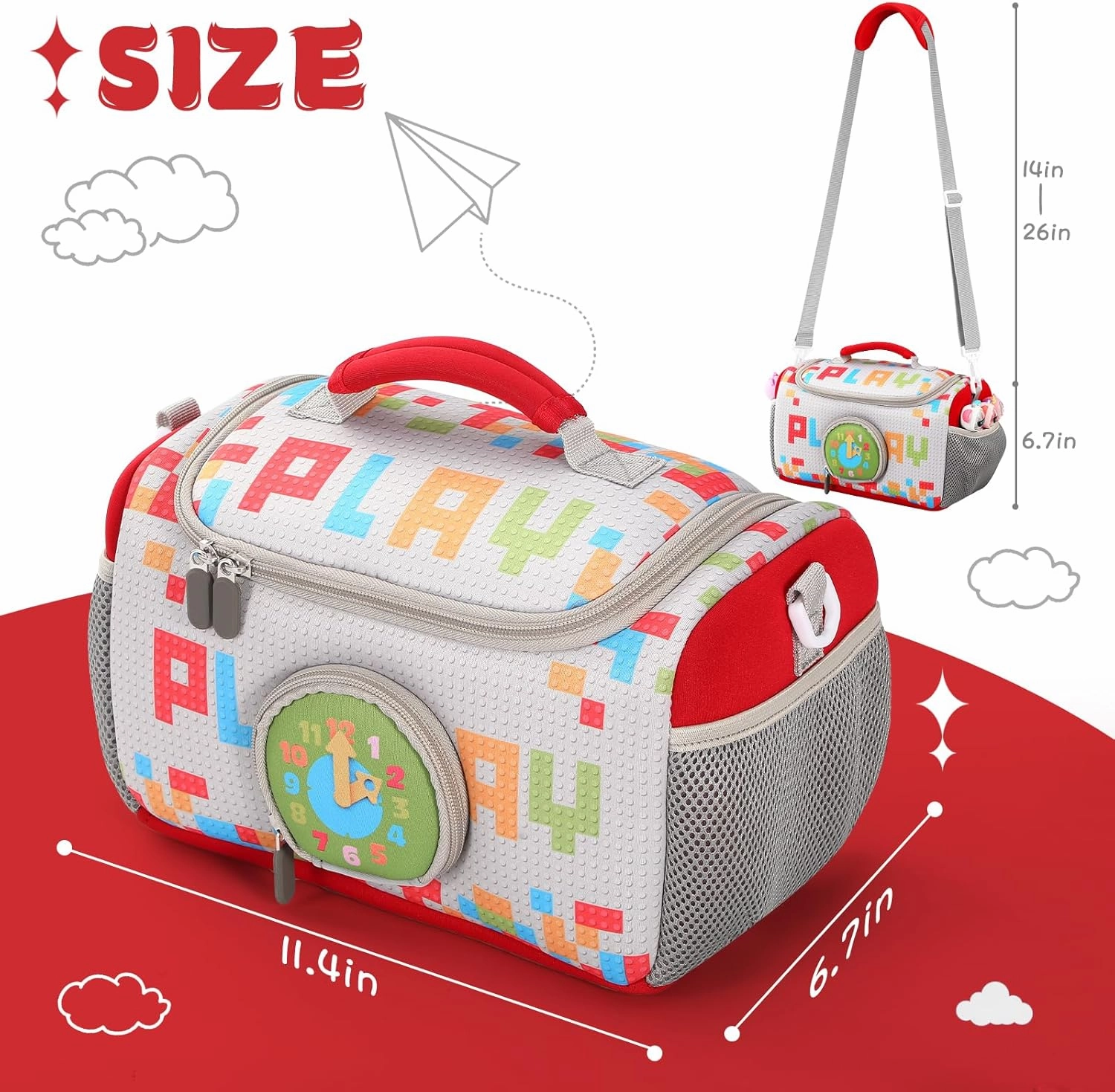 Carrying Case Compatible with Little Tikes Story Dream Machine Books Starter Set, Storage Carrier Bag for Storytime Audio Play Real for Littles Character Collection (Checkered)