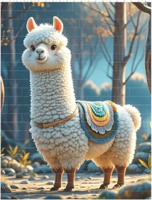Cartoon Alpaca Cute Animal Building Block Puzzle Personalized Building Bricks for Adults Square Shaped Block Puzzle Building Valentine's Day Gifts for Home Decor Brick Puzzle