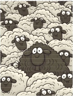 Cartoon Black White Sheep Building Block Puzzle Personalized Building Bricks for Adults Square Shaped DIY Brick Block Puzzles Valentine's Day Gifts for Home Decor Brick Puzzle