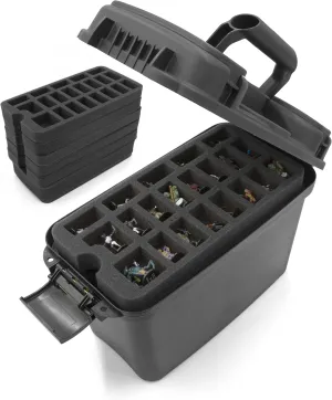 CASEMATIX Miniature Storage Hard Shell Figure Case - 105 Slot Figurine Carrying Case with Customizable Foam Tray Compatible with Warhammer 40k, DND & More!