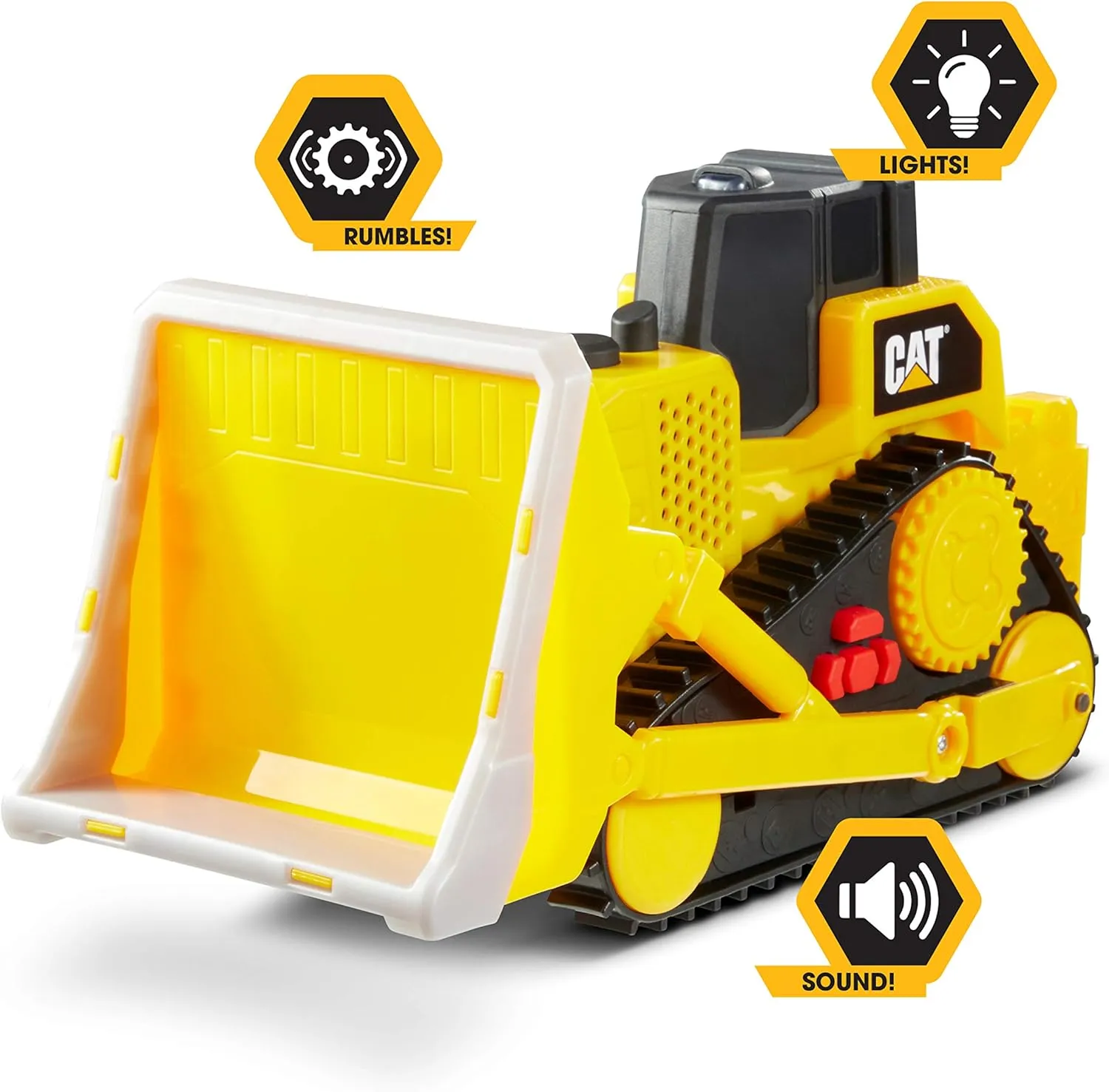 CAT Construction Toys, Tough Machines Toy Bulldozer, 10" w/Realistic Lights & Sounds, Rumbling Action, Movable Parts & Sturdy Plastic Construction