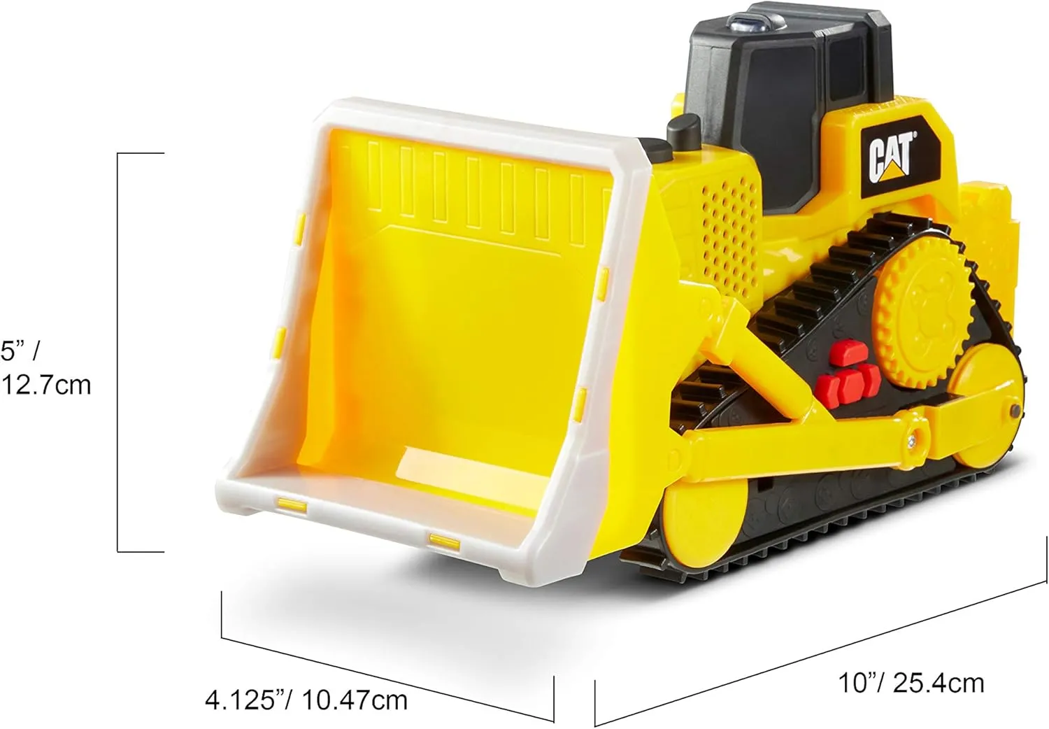 CAT Construction Toys, Tough Machines Toy Bulldozer, 10" w/Realistic Lights & Sounds, Rumbling Action, Movable Parts & Sturdy Plastic Construction