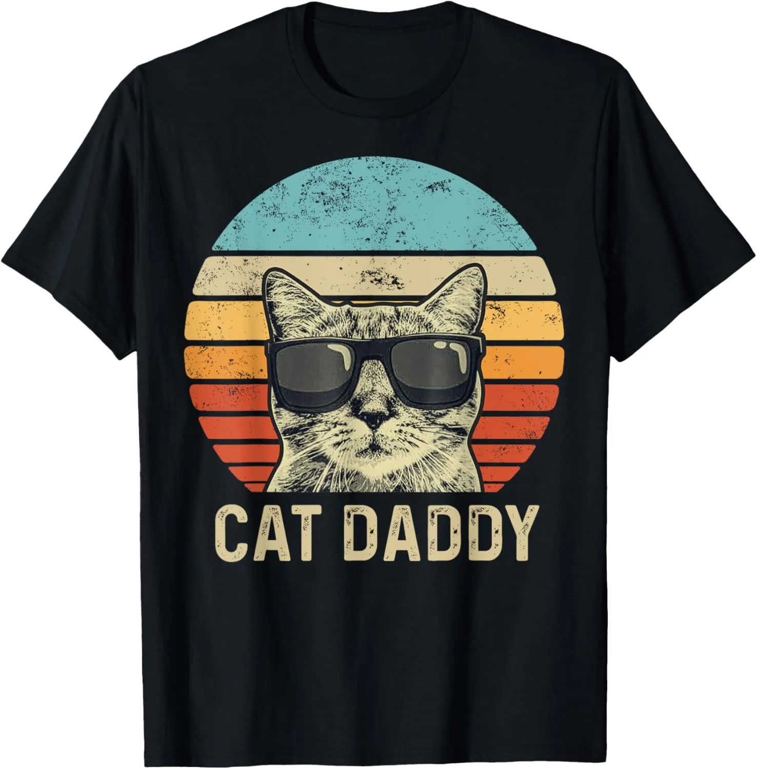 Cat Daddy Retro Cat Sunglasses Cool Cat Dad Gift Fathers Day T-Shirt