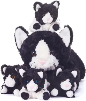 Cat Stuffed Animal Mom and Baby Plush Toy,16" Cute Small Soft Mama Family Set Huggable Cuddly Toys with Mini Little Babies,Gifts for Kids