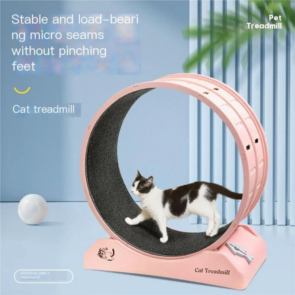 Cat Wheel Exerciser Cat Treadmill, Cat Claw Grinding Training Roller, Silent, Scratch-Resistant, Non-Stuck Pet Treadmill Daily Exercise for Cats(Gray)