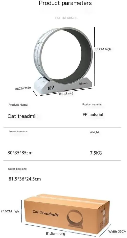 Cat Wheel Exerciser Cat Treadmill, Cat Claw Grinding Training Roller, Silent, Scratch-Resistant, Non-Stuck Pet Treadmill Daily Exercise for Cats(Gray)