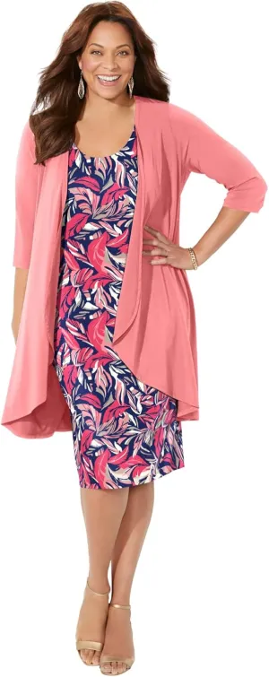 Catherines Women's Plus Size Soft Knit Jacket Dress