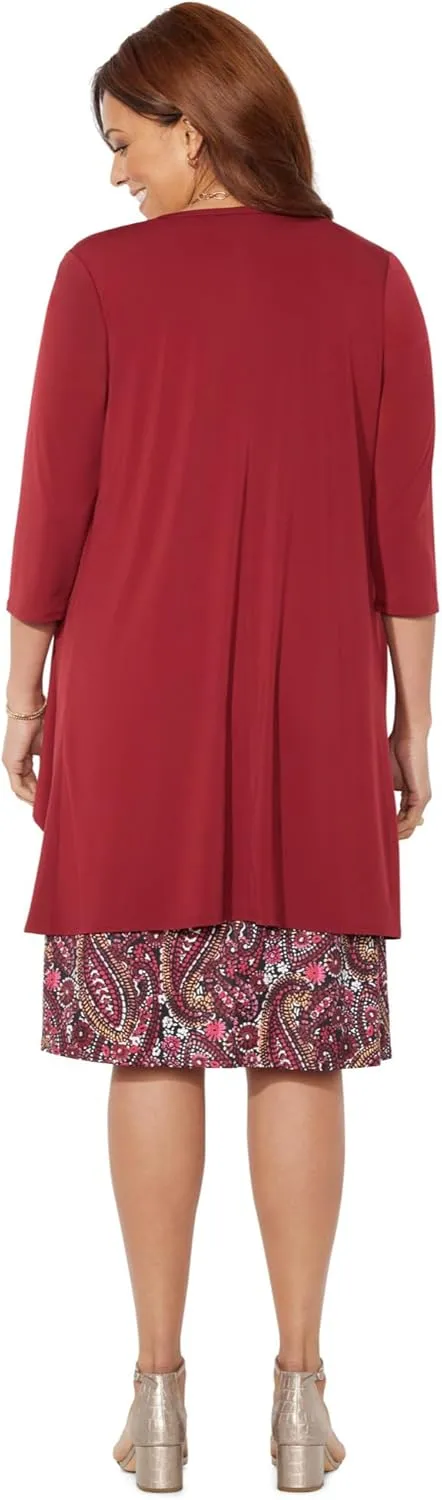 Catherines Women's Plus Size Soft Knit Jacket Dress