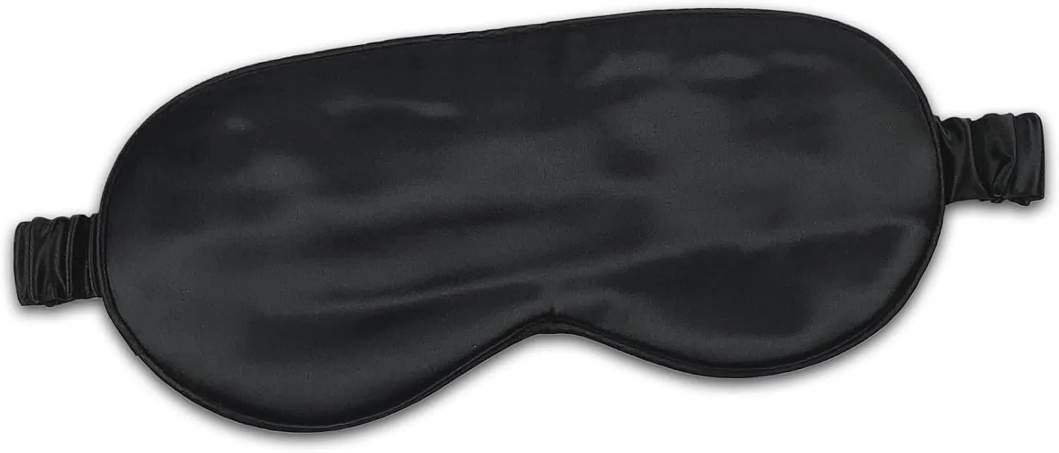 CELESTIAL SILK 100% Silk Sleep Mask for Women with Silk Covered Elastic Strap, Eye Mask for Sleeping (One Size, Black)