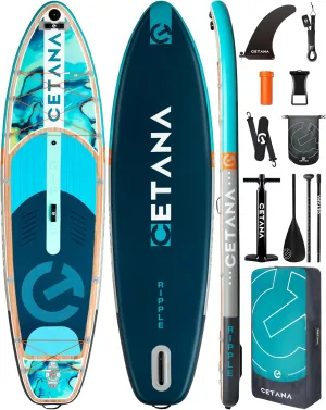CETANA 11'6×35" Extra Wide Stand Up Paddle Board for Adults & Youth, 400lb Capacity Inflatable Paddle Board, Sup for 2 1 Person with Removable US Fin, 100L Backpack, Floating Paddle, Safety Leash