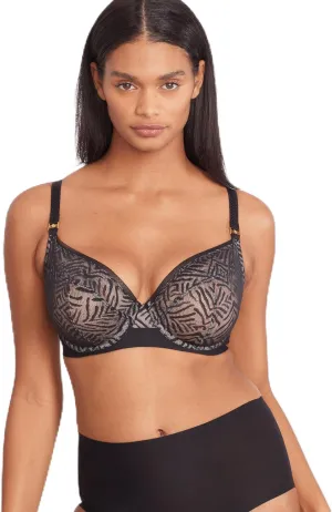 Chantelle Allure Stripes Plunge Bra 40E, Black