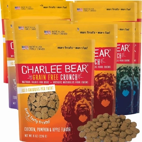 Charlee Bear Dog Treats Small Dogs Training Treats Crunchy Low Cal, Grain Free Canine Snacks, USA, Puppy Training Biscuits, Variety 10 Pack , 5 Flavors, 8oz Ea
