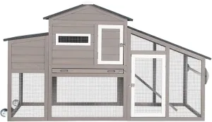 Chicken Coop with Run Mobile Large Nesting Box - Back Yard Wooden Chicken House Outdoor Poultry Cage, UV Proof Asphalt Roof