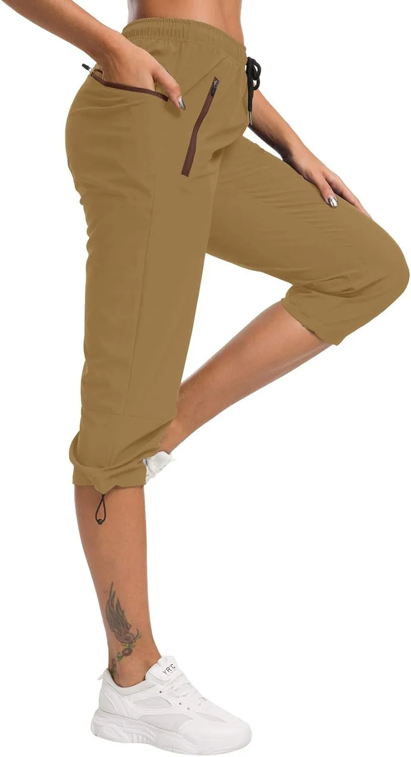 ChinFun Women's Hiking Capris Pants Outdoor Quick Dry Cargo Cropped Pants Water Resistant UPF 50 