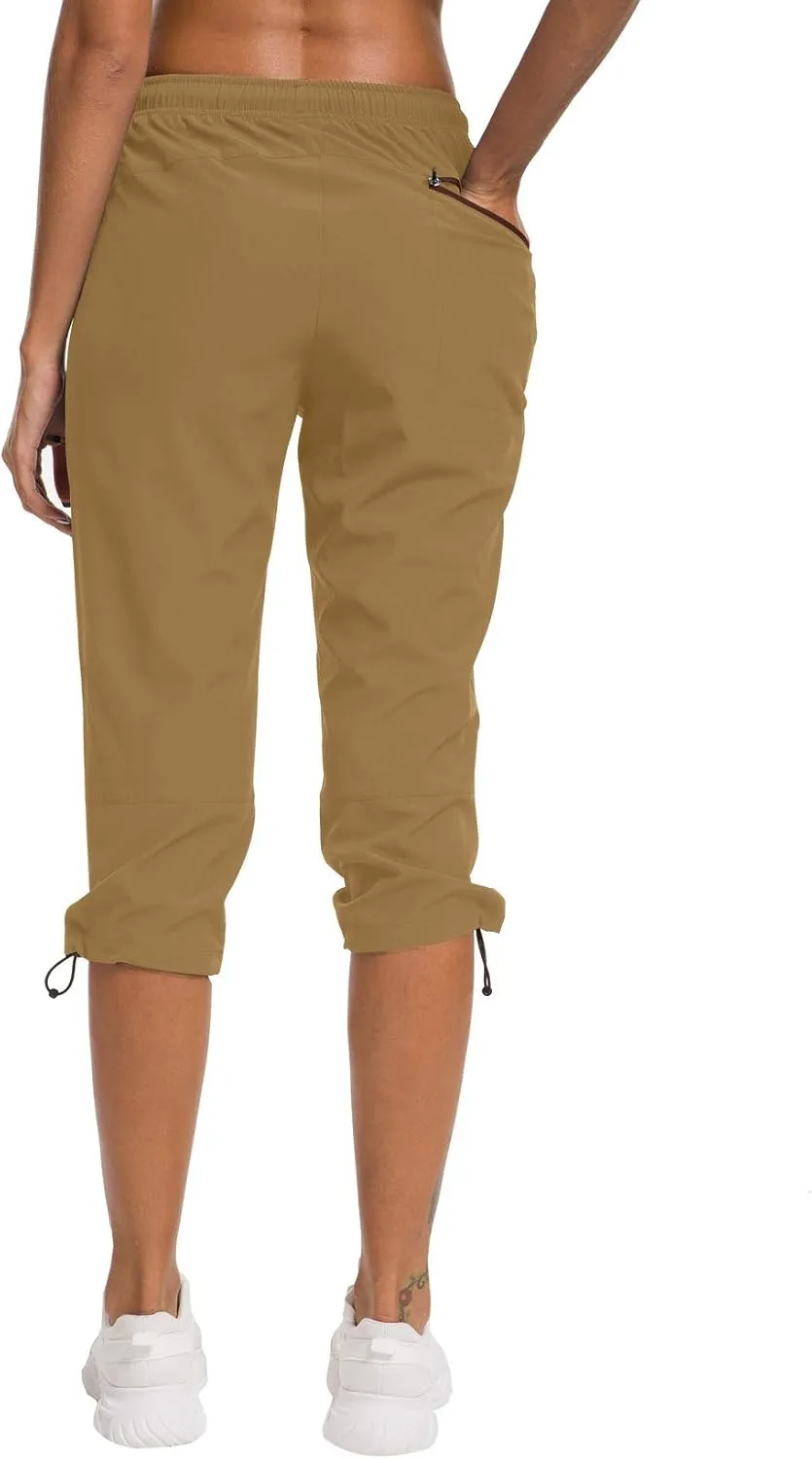 ChinFun Women's Hiking Capris Pants Outdoor Quick Dry Cargo Cropped Pants Water Resistant UPF 50 