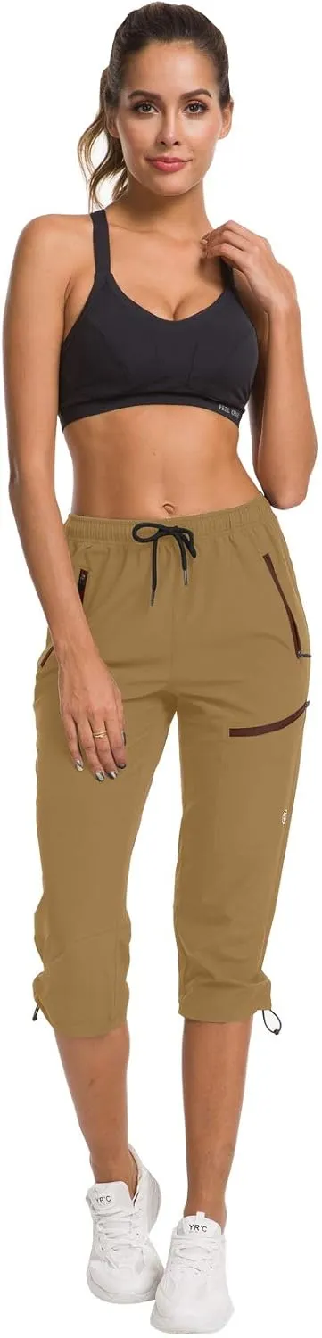 ChinFun Women's Hiking Capris Pants Outdoor Quick Dry Cargo Cropped Pants Water Resistant UPF 50 