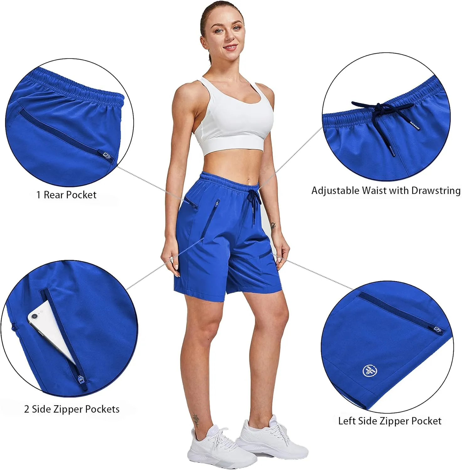 ChinFun Women's Stretch Cargo Shorts Lightweight Hiking Shorts Quick Dry Outdoor Shorts Water Resistant with 6 Pockets