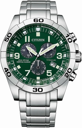 Citizen Men's Eco-Drive Sport Casual Brycen Chronograph Watch, Super Titanium™, Perpetual Calendar, Tachymeter 12/24 Hour Time, Alarm, Date