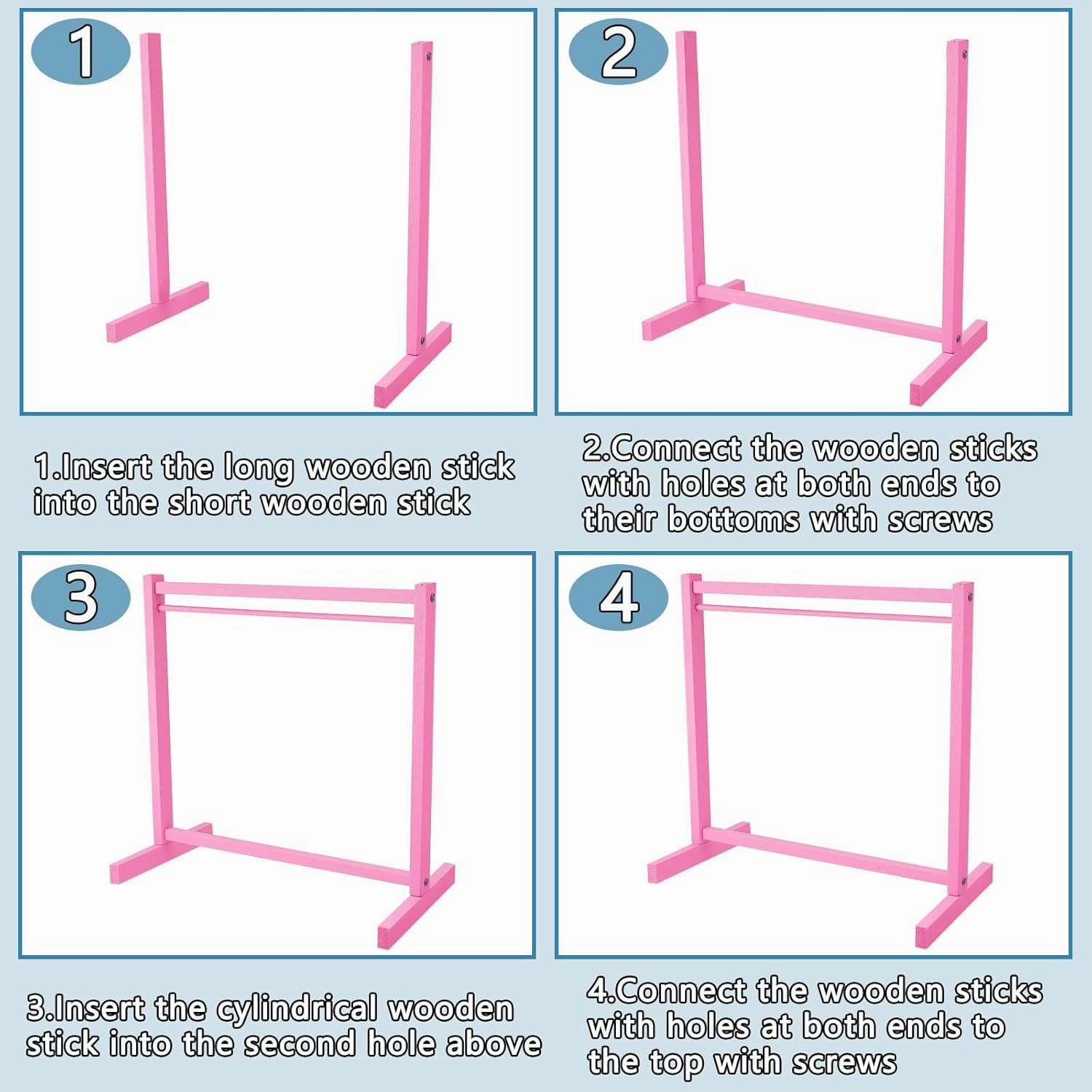 Civaner Doll Garment Rack with Wooden Clothes Hanger for 18 Inch Girl Doll Clothes Mini Hangers Wardrobe Furniture Accessories for Dollhouse Baby Shower Supplies(Pink)