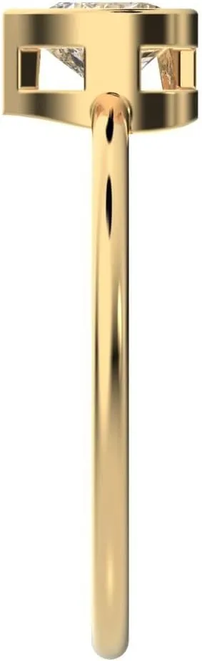 Clara Pucci 0.61 Ct Heart Cut Diamond Dainty Minimalist Bezel Solitaire Ring Simple Solid 18K Yellow Gold Everyday Ring