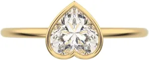 Clara Pucci 0.61 Ct Heart Cut Diamond Dainty Minimalist Bezel Solitaire Ring Simple Solid 18K Yellow Gold Everyday Ring