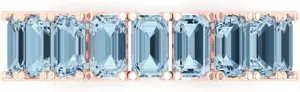 Clara Pucci 2.61 ct Brilliant Emerald Cut Simulated Blue Diamond 18K Rose Gold Engagement Wedding Eternity Band SZ 6.75