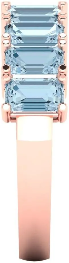 Clara Pucci 2.61 ct Brilliant Emerald Cut Simulated Blue Diamond 18K Rose Gold Engagement Wedding Eternity Band SZ 6.75