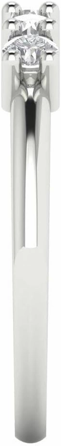 Clara Pucci 0.4 ct Brilliant Round Cut Synthetic White Sapphire 14k White Gold Bridal Engagement Wedding Desginer Stackable Band SZ 6.75