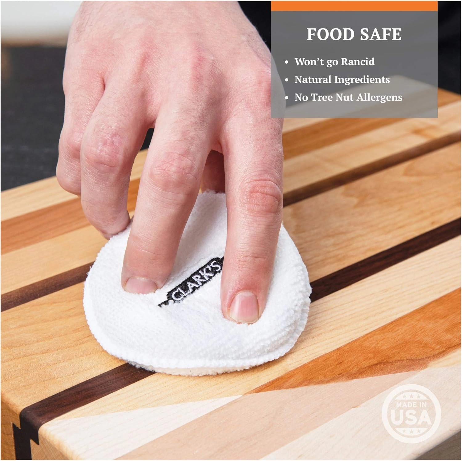 CLARK'S Cutting Board Wax Food Grade - All Natural Butcher Block Conditioner for Wooden Kitchen Utensils - Food Grade Beeswax for Cutting Board - Enriched with Orange & Lemon Extracts - 32oz