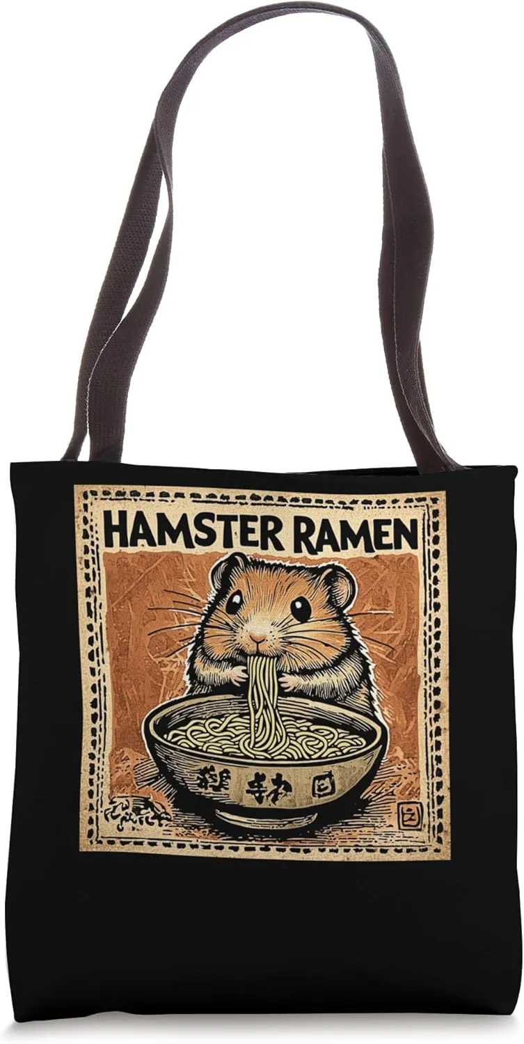 Classic Japanese Art Noodles Postage Stamp Hamster Ramen Tote Bag
