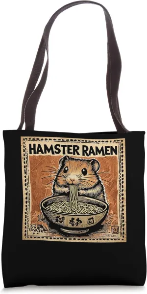 Classic Japanese Art Noodles Postage Stamp Hamster Ramen Tote Bag