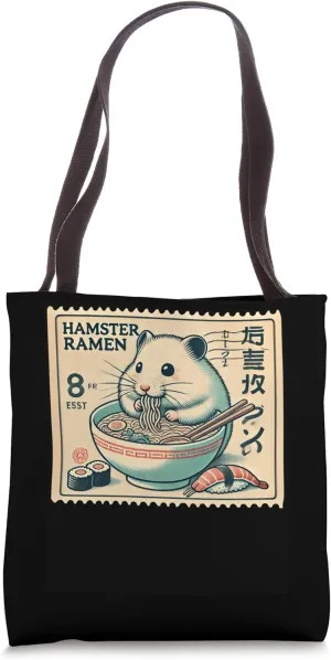 Classic Japanese Sushi Postage Stamp Noodles Hamster Ramen Tote Bag
