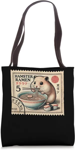 Classic Japanese Sushi Postage Stamp Noodles Hamster Ramen Tote Bag