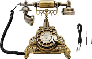 Classic Rotary Phone with Fiberglass Board and Noise-Canceling Features – Durable Zinc Alloy Bracket, Perfect for Hotels, Offices, and Vintage Lovers