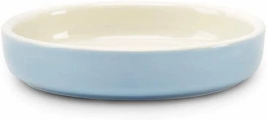Classic Stoneware Pet Cat Food and Water Saucer Bowl 13 cm x 13 cm x 3.5 cm Blue