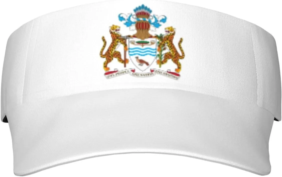 Coat of arms of Guyana Adult Sun Visor Cap - UV Protection, Breathable, Adjustable, Sports & Outdoor Hat Black