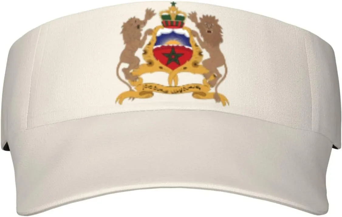 Coat of Arms of Morocco Adult Sun Visor Cap - UV Protection, Breathable, Adjustable, Sports & Outdoor Hat Black