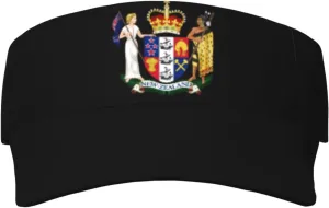 Coat of Arms of New Zealand Adult Sun Visor Cap - UV Protection, Breathable, Adjustable, Sports & Outdoor Hat Black