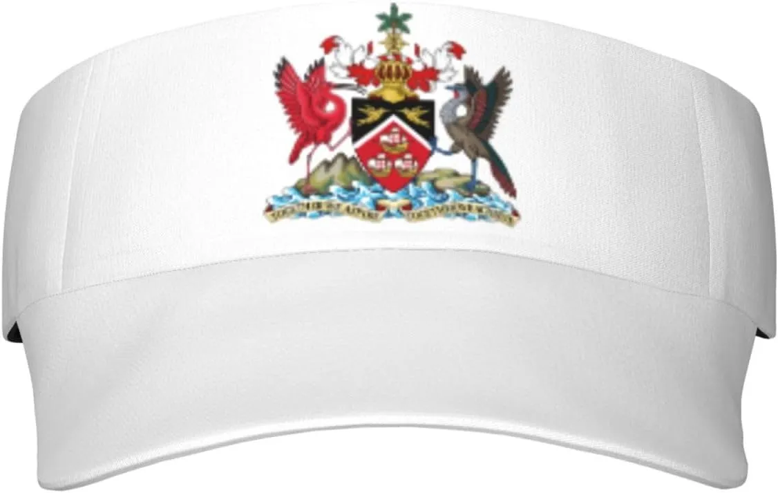 Coat of Arms of Trinidad and Tobago Adult Sun Visor Cap - UV Protection, Breathable, Adjustable, Sports & Outdoor Hat Black